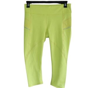 athleta cropped / capri leggings * bright yellow L